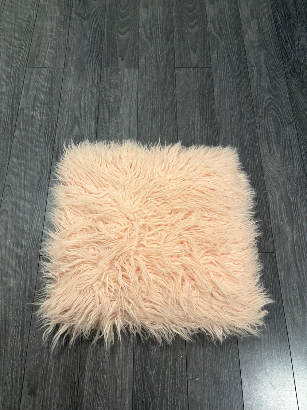 Plush Faux Fur Square Pillow - Blush Pink 18” x 18”